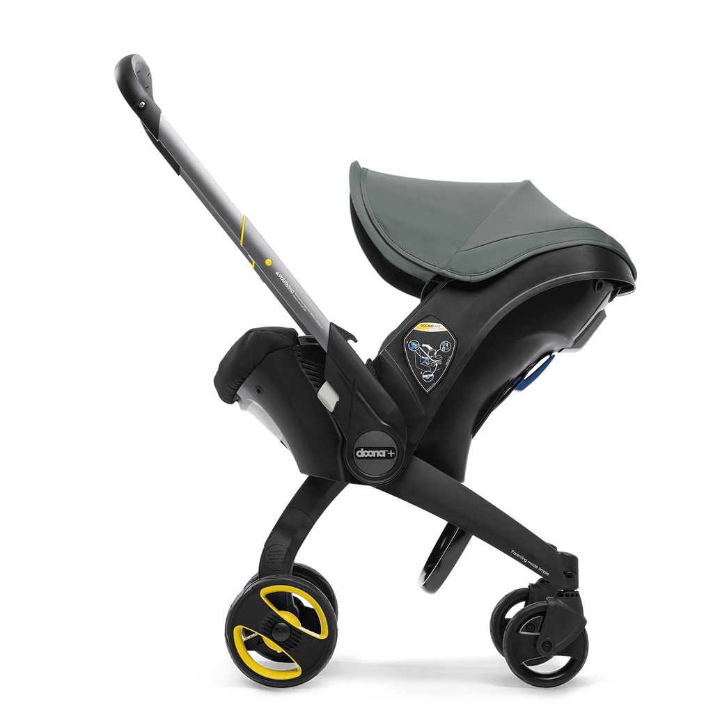 Black stroller with gray seat on a transparent background