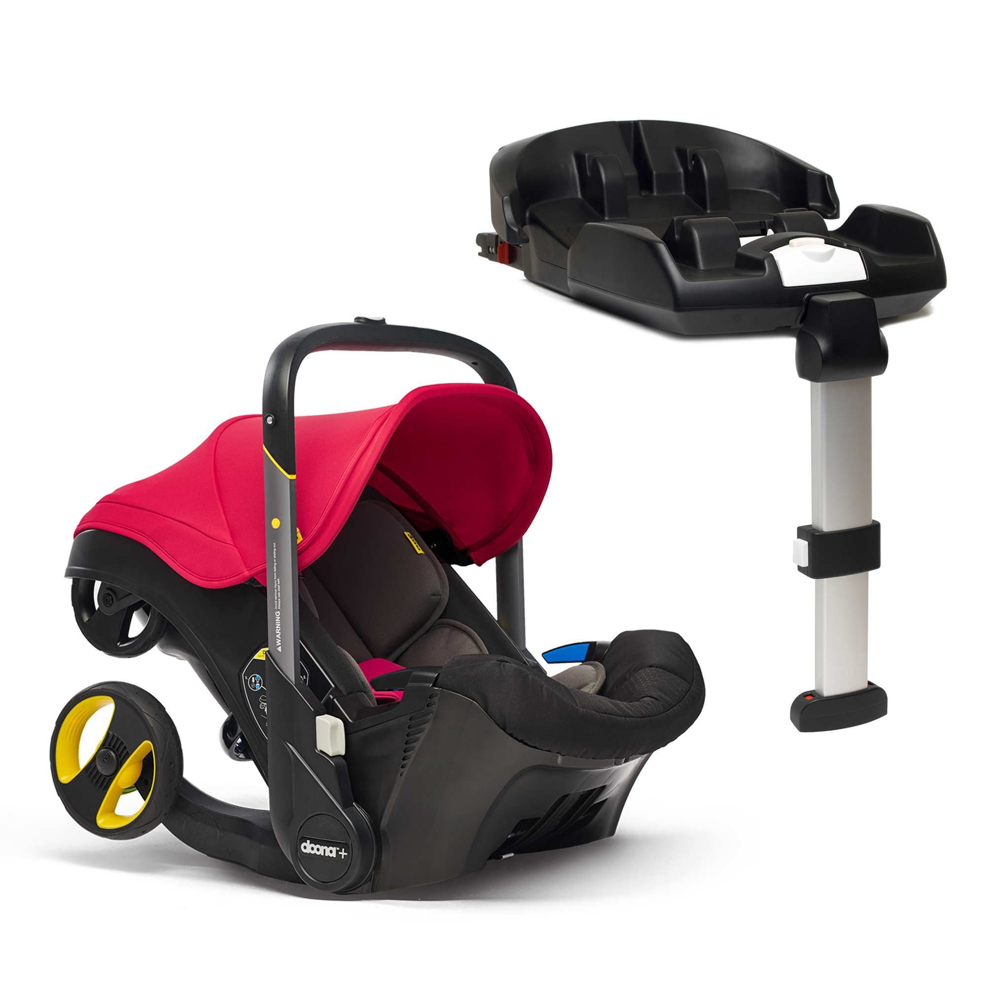 Flame red car seat with isofix base