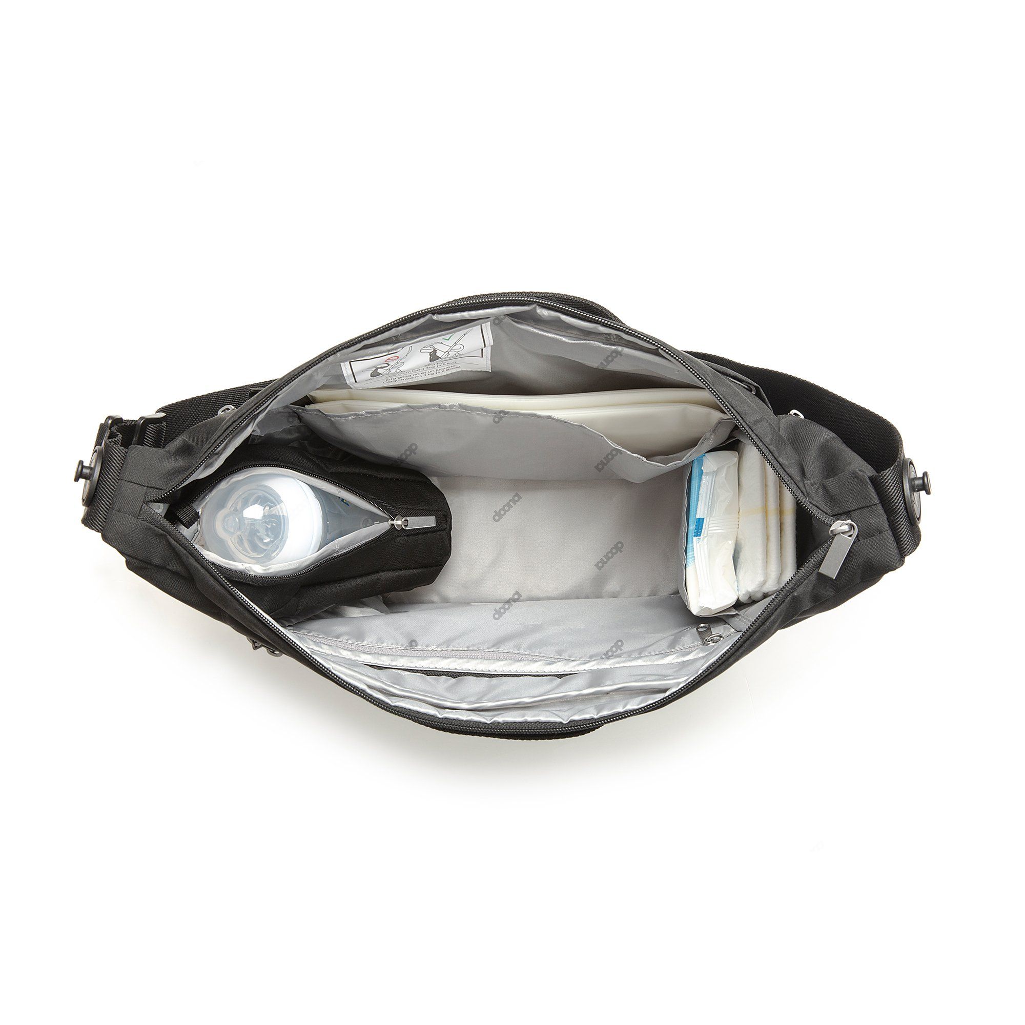 doona allday bag inside view of compartments