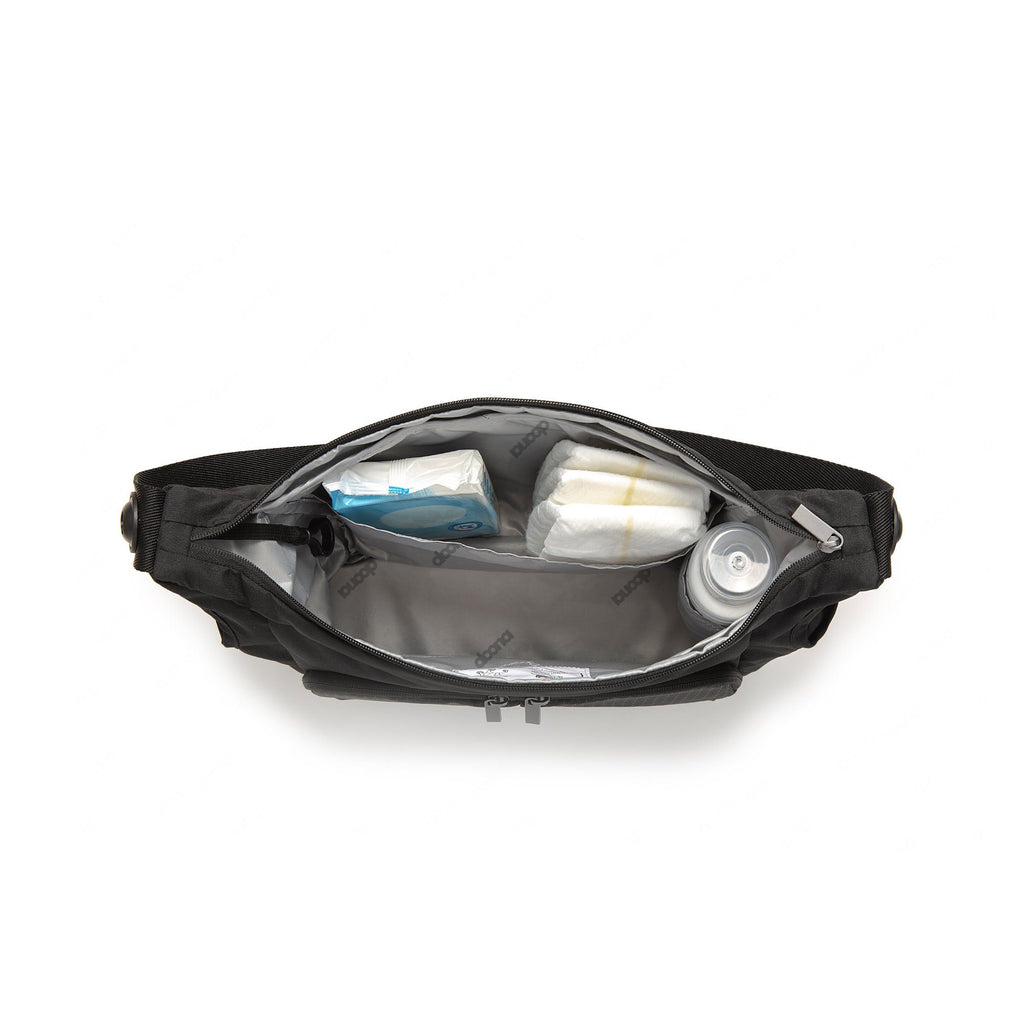 The inside of the Doona essentials bag has compartments