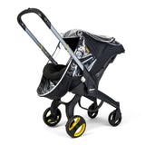 Doona stroller with opened rain cover